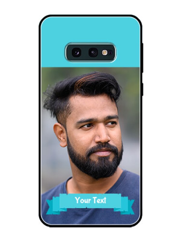 Custom Galaxy S10e Personalized Glass Phone Case  - Simple Blue Color Design