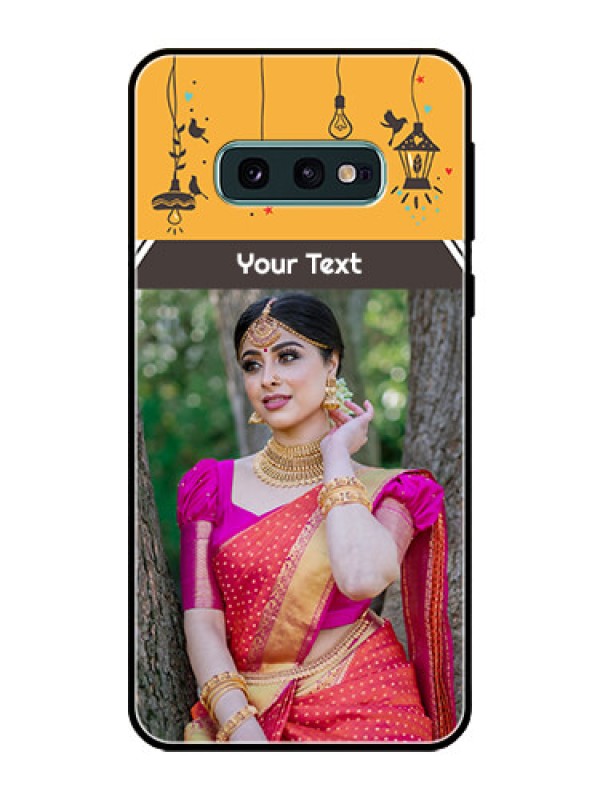 Custom Galaxy S10e Custom Glass Mobile Case  - with Family Picture and Icons 