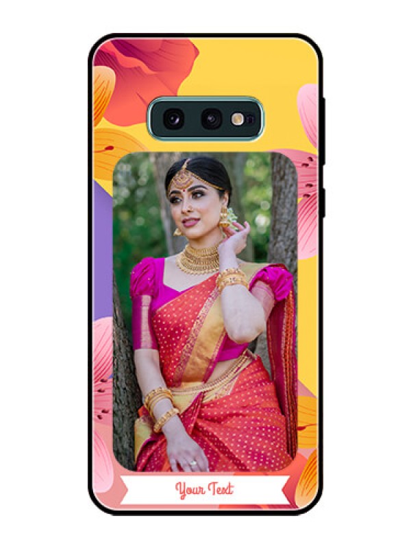 Custom Galaxy S10e Custom Glass Mobile Case  - 3 Image With Vintage Floral Design