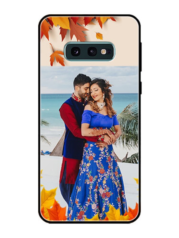 Custom Galaxy S10e Photo Printing on Glass Case  - Autumn Maple Leaves Design