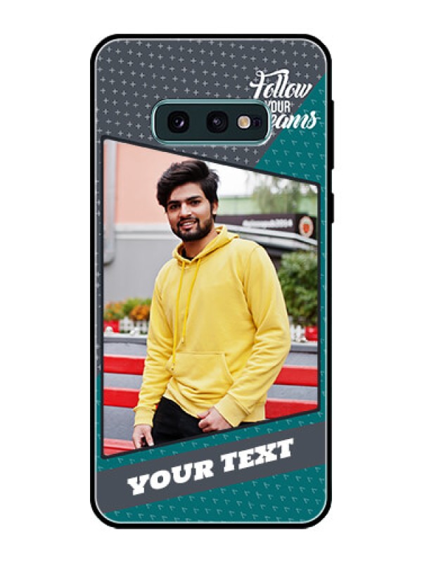 Custom Galaxy S10e Personalized Glass Phone Case  - Background Pattern Design with Quote