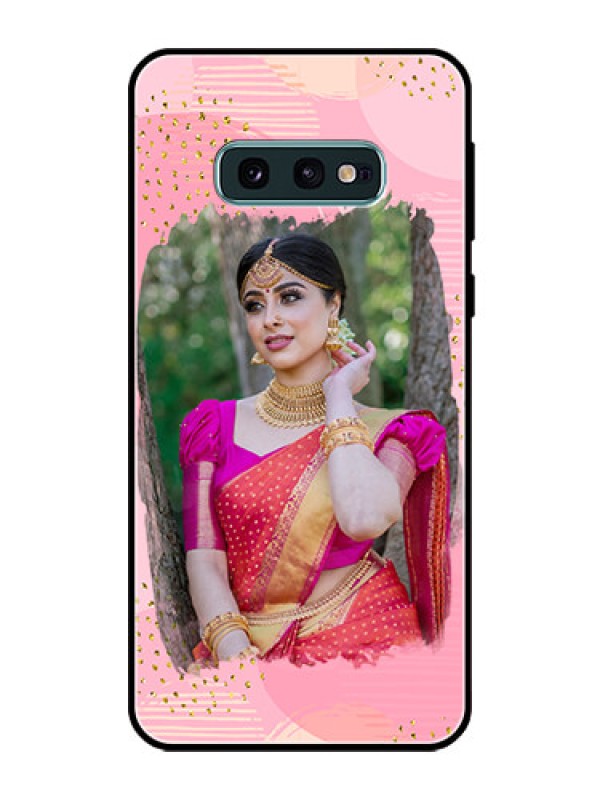 Custom Galaxy S10e Personalized Glass Phone Case  - Gold Glitter Splash Design