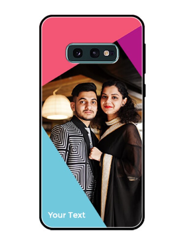 Custom Galaxy S10e Custom Glass Mobile Case - Stacked Triple colour Design