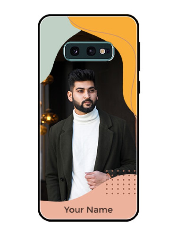 Custom Galaxy S10e Personalized Glass Phone Case - Tri-coloured overlay design