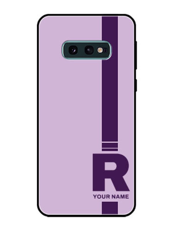 Custom Galaxy S10e Photo Printing on Glass Case - Simple dual tone stripe with name Design