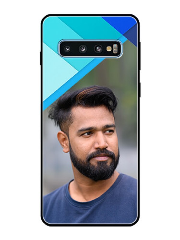 Custom Galaxy S10 Custom Glass Phone Case  - Blue Pattern Design
