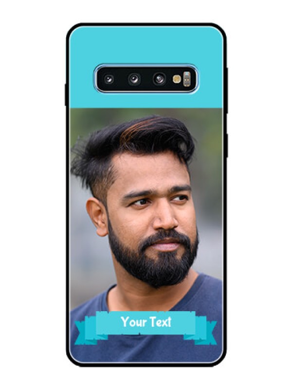 Custom Galaxy S10 Personalized Glass Phone Case  - Simple Blue Color Design