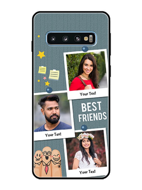 Custom Galaxy S10 Personalized Glass Phone Case  - Sticky Frames and Friendship Design