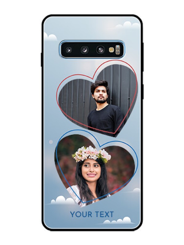 Custom Galaxy S10 Custom Glass Mobile Case  - Blue Color Couple Design 