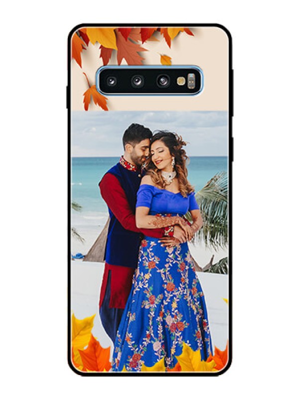 Custom Galaxy S10 Photo Printing on Glass Case  - Autumn Maple Leaves Design