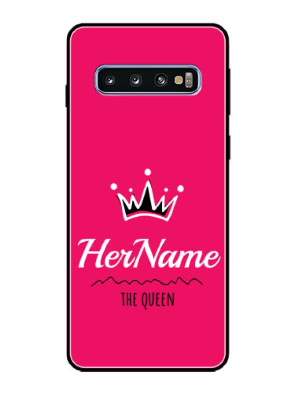 Custom Galaxy S10 Glass Phone Case Queen with Name