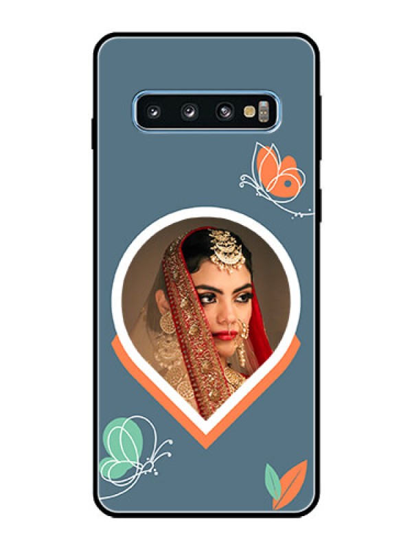 Custom Galaxy S10 Custom Glass Mobile Case - Droplet Butterflies Design