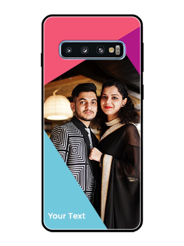 Custom Galaxy S10 Custom Glass Mobile Case - Stacked Triple colour Design