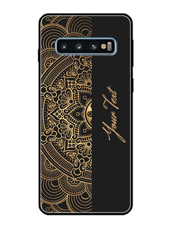 Custom Galaxy S10 Photo Printing on Glass Case - Mandala art with custom text Design