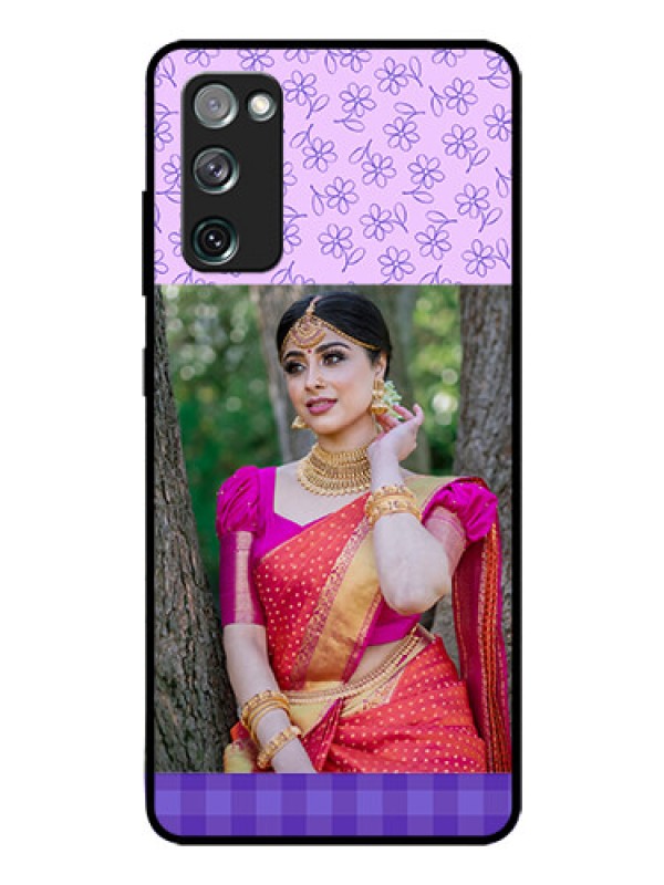 Custom Galaxy S20 FE 5G Custom Glass Phone Case  - Purple Floral Design