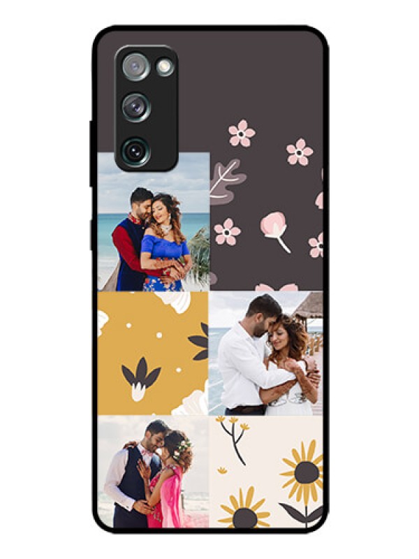 Custom Galaxy S20 FE 5G Photo Printing on Glass Case  - 3 Images with Floral Design