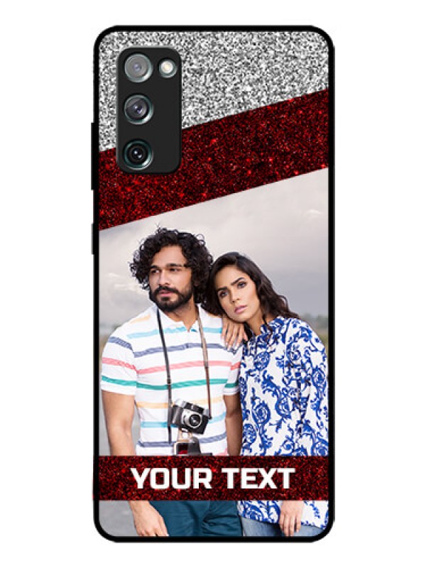 Custom Galaxy S20 FE 5G Personalized Glass Phone Case  - Image Holder with Glitter Strip Design
