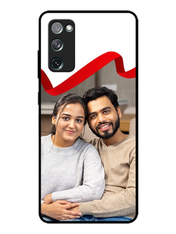 Custom Galaxy S20 FE 5G Photo Printing on Glass Case  - Red Ribbon Frame Design