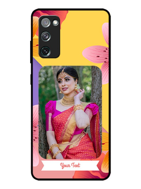 Custom Galaxy S20 FE 5G Custom Glass Mobile Case  - 3 Image With Vintage Floral Design