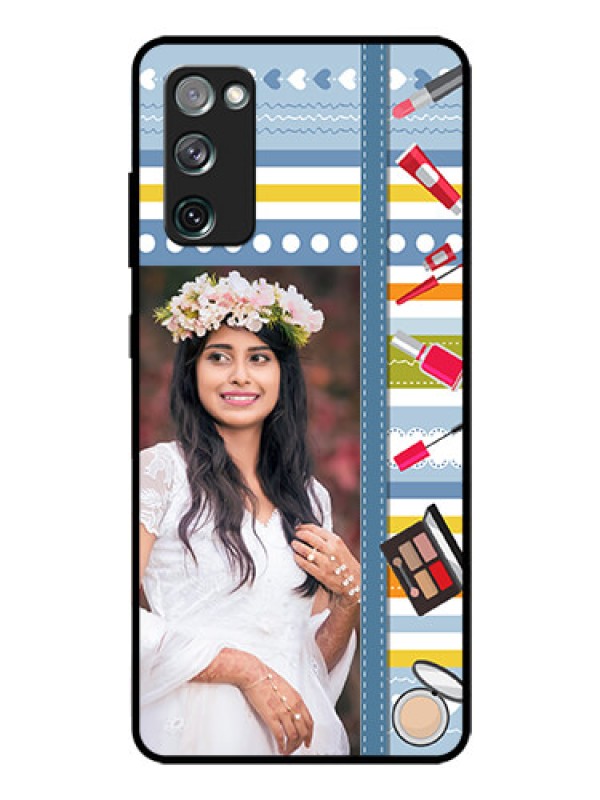 Custom Galaxy S20 FE 5G Personalized Glass Phone Case  - Makeup Icons Design