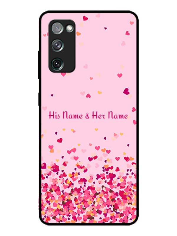 Custom Galaxy S20 Fe 5G Photo Printing on Glass Case - Floating Hearts Design