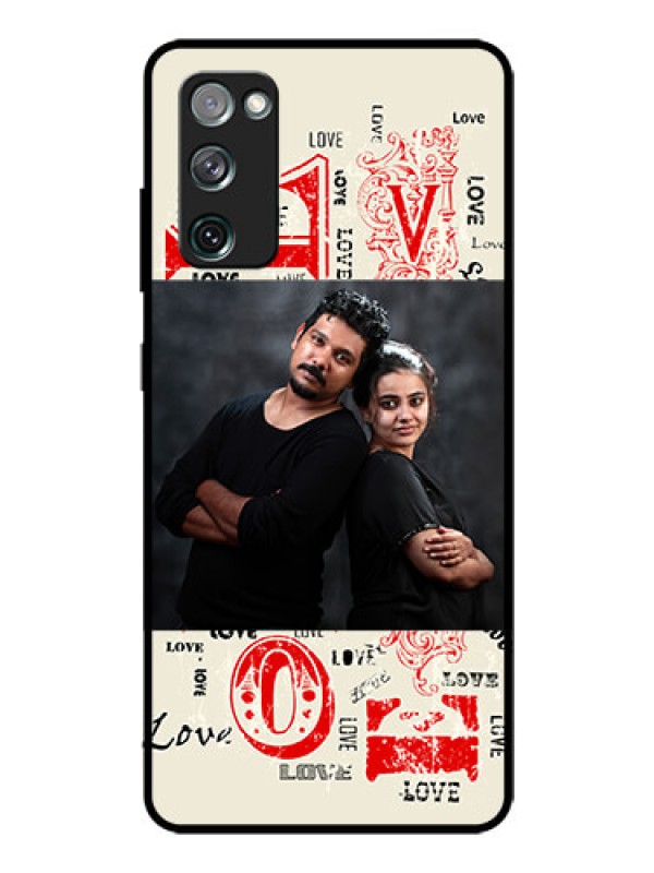 Custom Galaxy S20 Fe Photo Printing on Glass Case  - Trendy Love Design Case