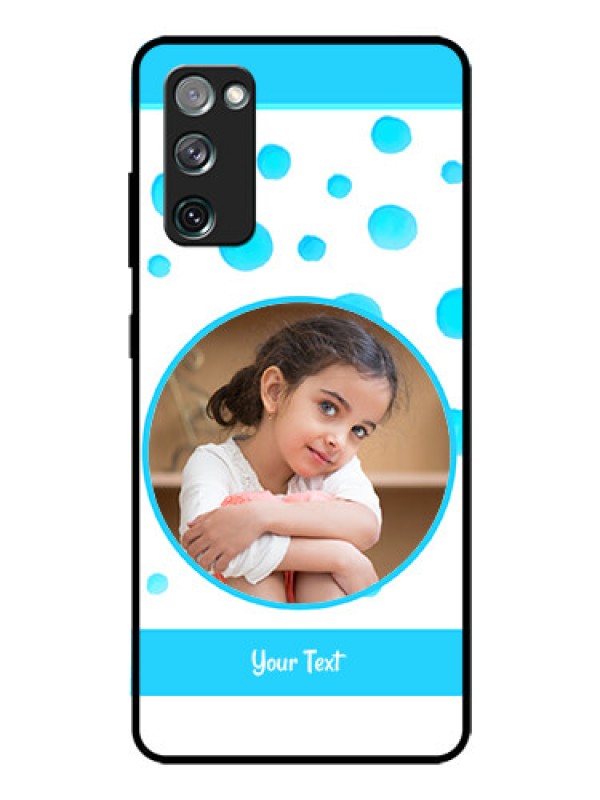 Custom Galaxy S20 Fe Photo Printing on Glass Case  - Blue Bubbles Pattern Design