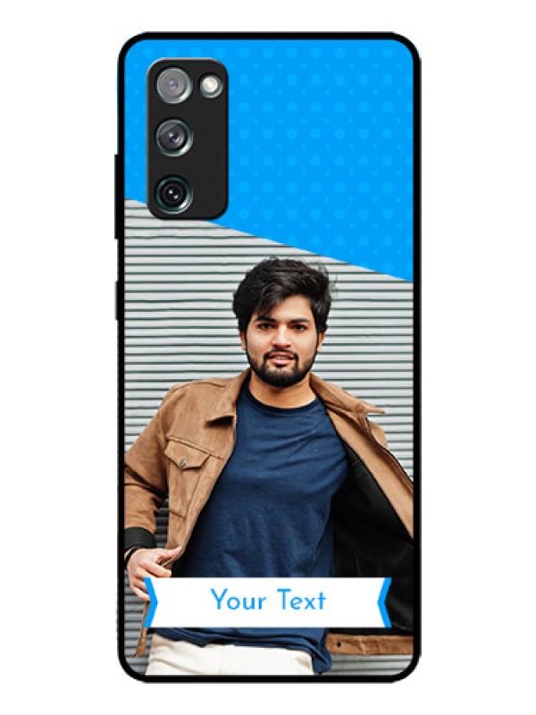 Custom Galaxy S20 Fe Photo Printing on Glass Case  - Simple Blue Color Design