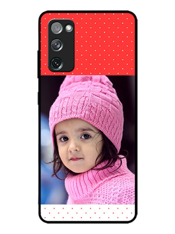Custom Galaxy S20 Fe Photo Printing on Glass Case  - Red Pattern Design