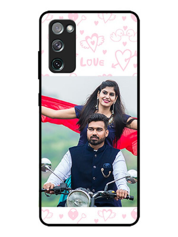 Custom Galaxy S20 Fe Custom Glass Mobile Case  - Pink Flying Heart Design