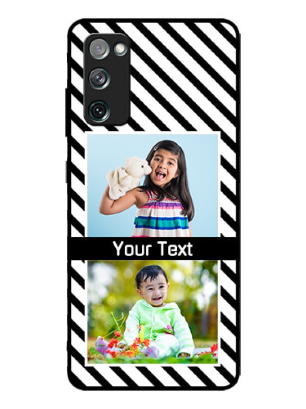 Custom Galaxy S20 Fe Photo Printing on Glass Case  - Black And White Stripes Design