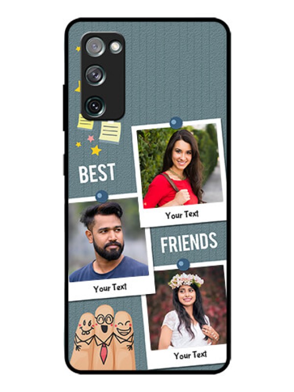 Custom Galaxy S20 Fe Personalized Glass Phone Case  - Sticky Frames and Friendship Design