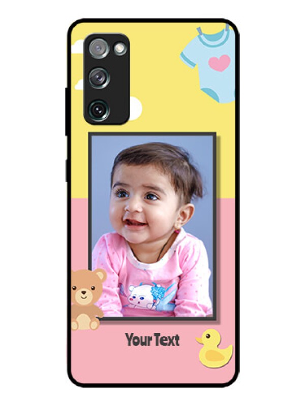 Custom Galaxy S20 Fe Photo Printing on Glass Case  - Kids 2 Color Design