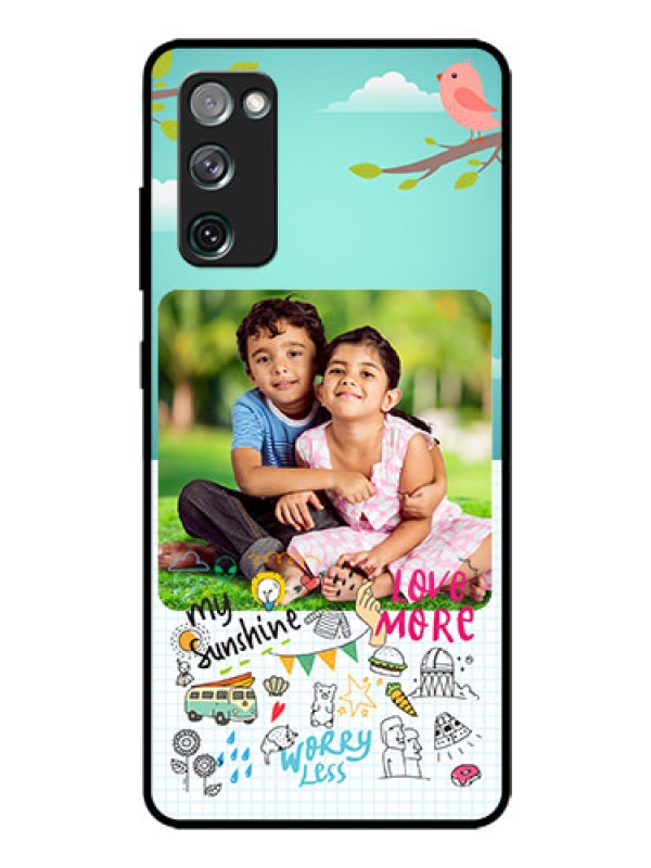 Custom Galaxy S20 Fe Photo Printing on Glass Case  - Doodle love Design