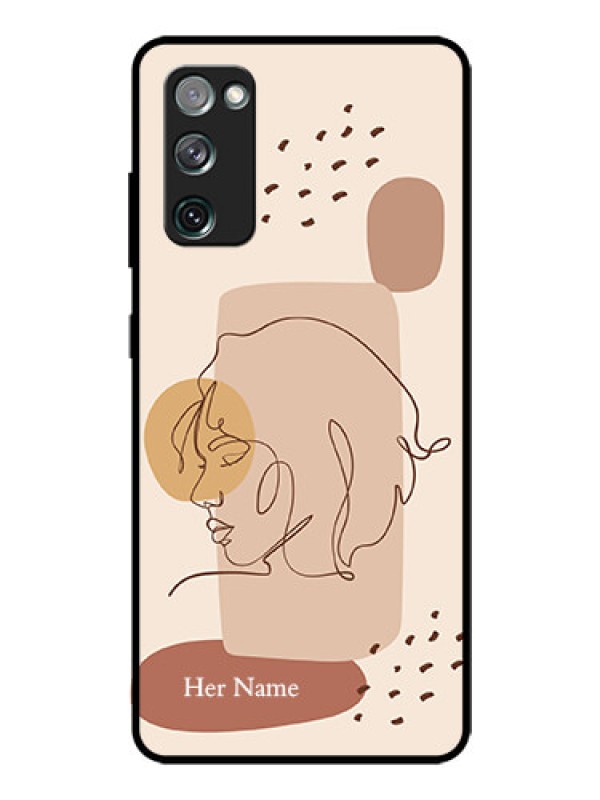 Custom Galaxy S20 FE Photo Printing on Glass Case - Calm Woman line art Design
