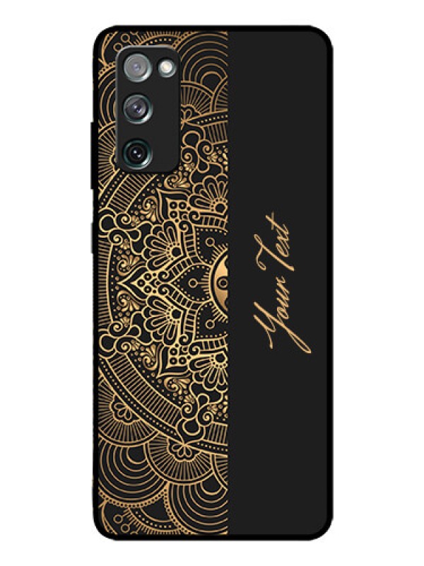 Custom Galaxy S20 FE Photo Printing on Glass Case - Mandala art with custom text Design