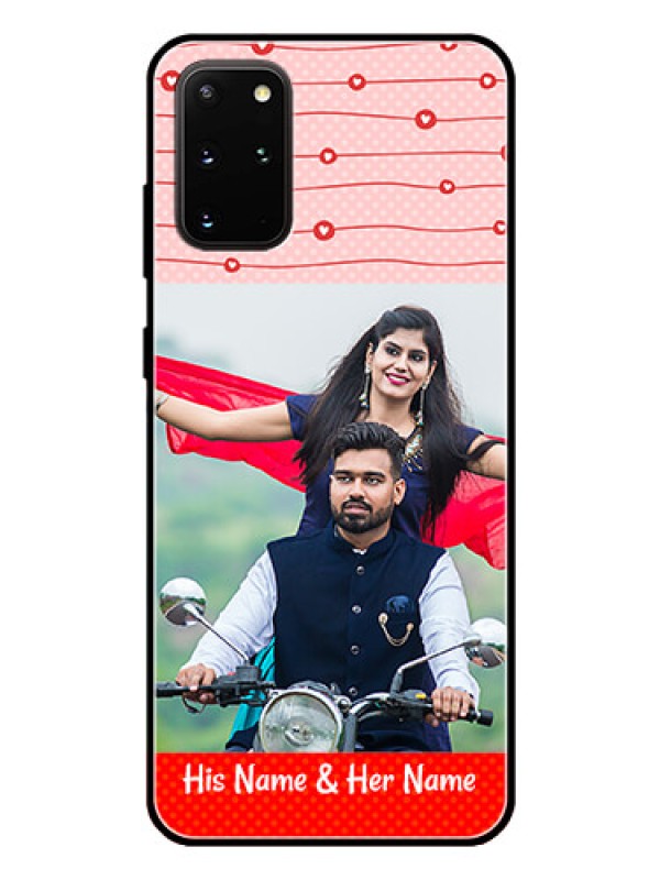 Custom Galaxy S20 Plus Personalized Glass Phone Case  - Red Pattern Case Design