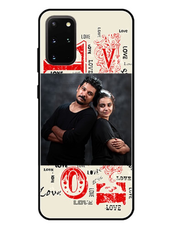 Custom Galaxy S20 Plus Photo Printing on Glass Case  - Trendy Love Design Case