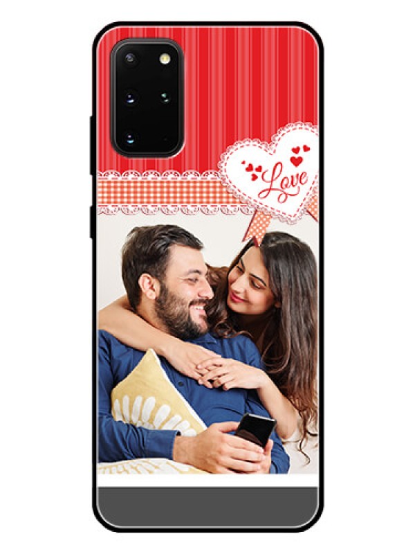 Custom Galaxy S20 Plus Custom Glass Mobile Case  - Red Love Pattern Design