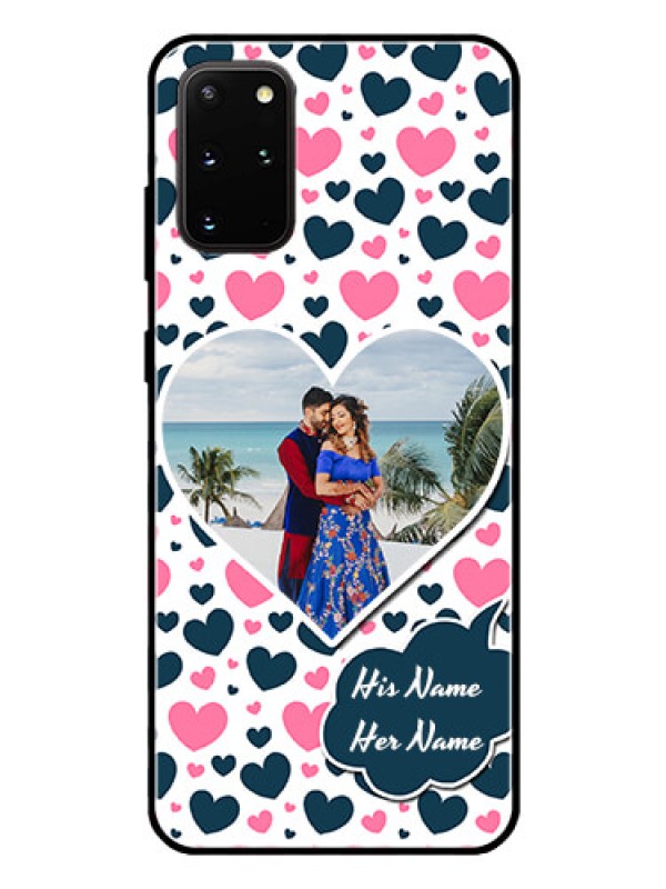 Custom Galaxy S20 Plus Custom Glass Phone Case  - Pink & Blue Heart Design