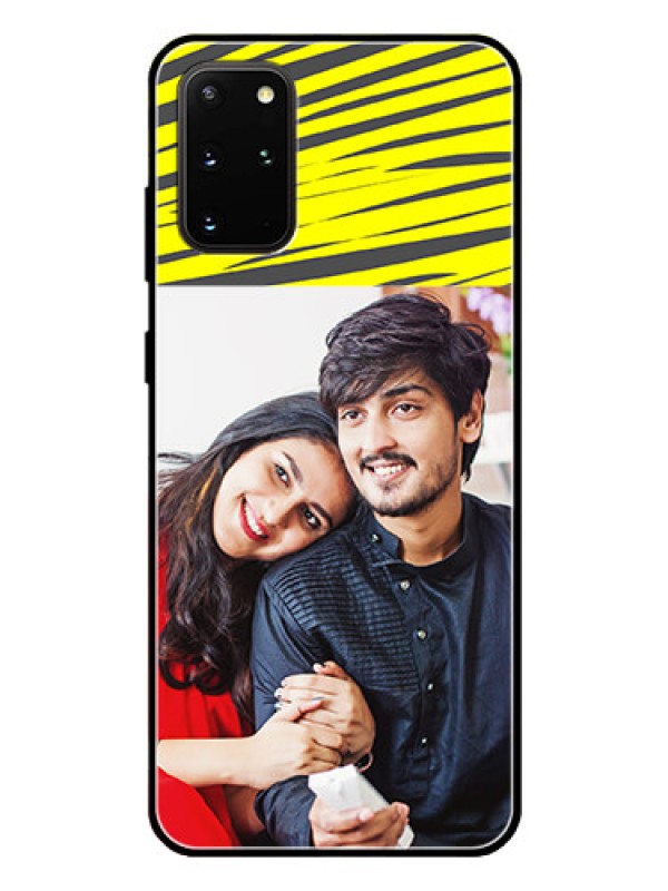 Custom Galaxy S20 Plus Photo Printing on Glass Case  - Yellow Abstract Design