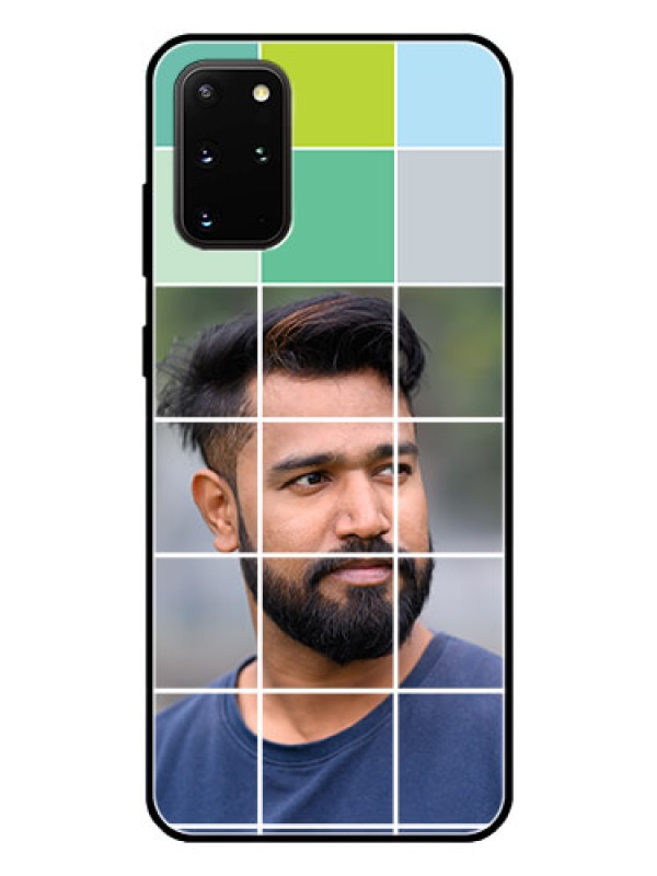 Custom Galaxy S20 Plus Photo Printing on Glass Case  - with white box pattern 