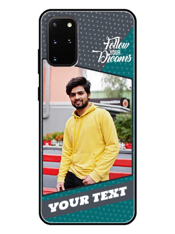 Custom Galaxy S20 Plus Personalized Glass Phone Case  - Background Pattern Design with Quote
