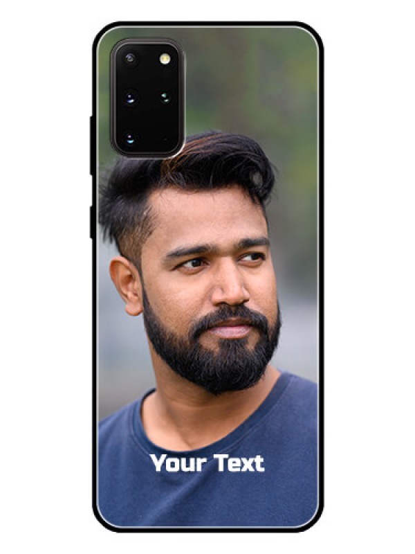 Custom Galaxy S20 Plus Glass Mobile Cover: Photo with Text