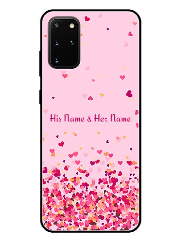 Custom Galaxy S20 Plus Photo Printing on Glass Case - Floating Hearts Design