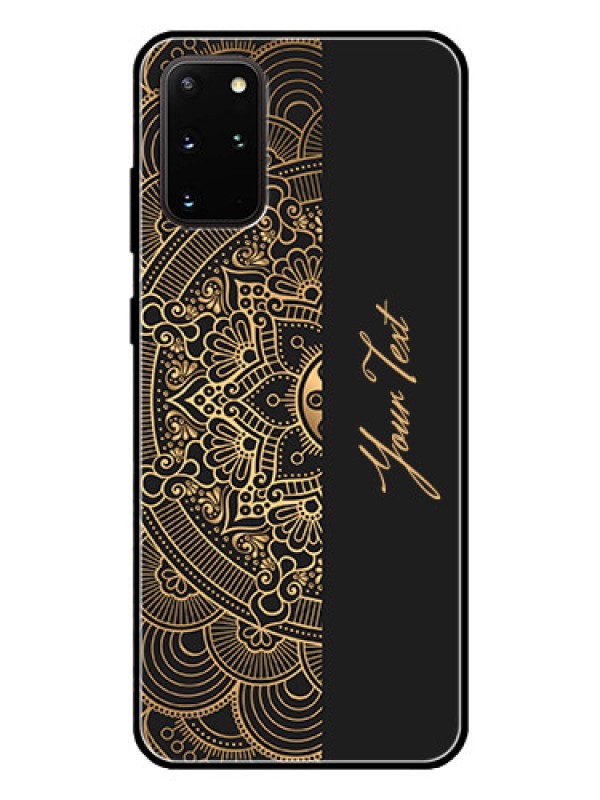 Custom Galaxy S20 Plus Photo Printing on Glass Case - Mandala art with custom text Design