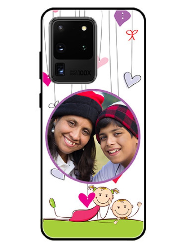 Custom Galaxy S20 Ultra Photo Printing on Glass Case  - Cute Kids Phone Case Design
