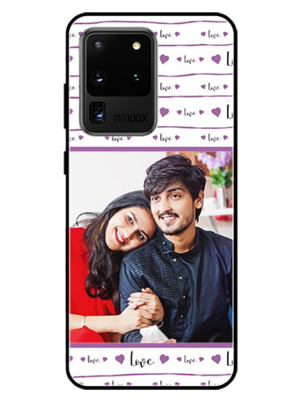 Custom Galaxy S20 Ultra Custom Glass Mobile Case  - Couples Heart Design