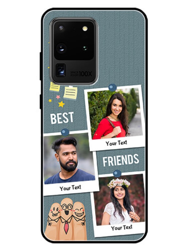 Custom Galaxy S20 Ultra Personalized Glass Phone Case  - Sticky Frames and Friendship Design