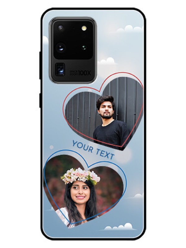 Custom Galaxy S20 Ultra Custom Glass Mobile Case  - Blue Color Couple Design 